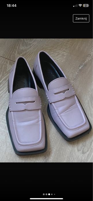 Liliowe mokasyny mango 37 kwadratowe nosy