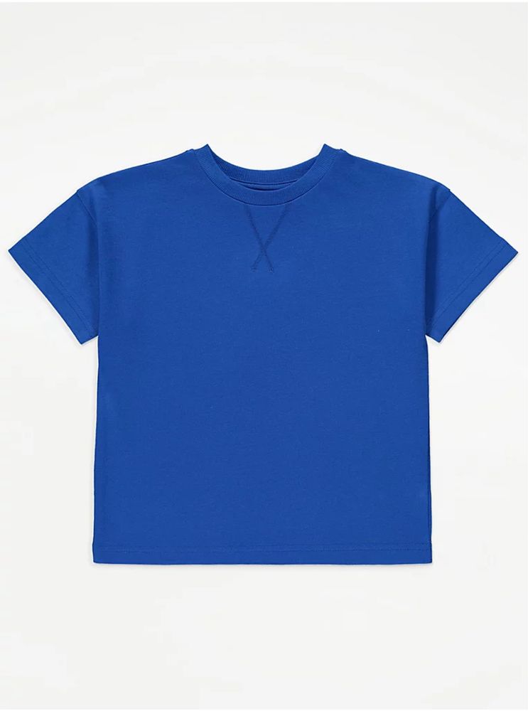 135-140 George 9-10 lat niebieska koszulka bawełniany tshirt gładki UK