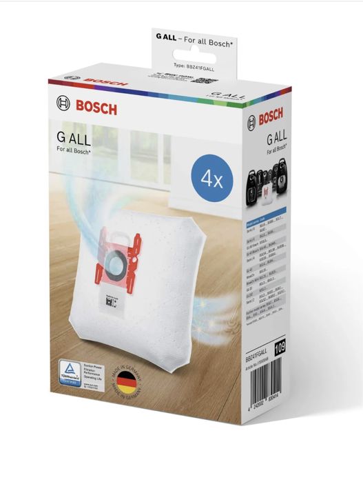 Мешки пылесборники для пылесоса Bosch 4шт. BOSCH BBZ41FGALL