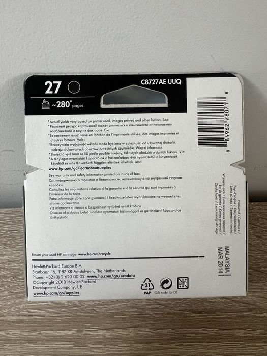 HP Tusz 27 czarny black