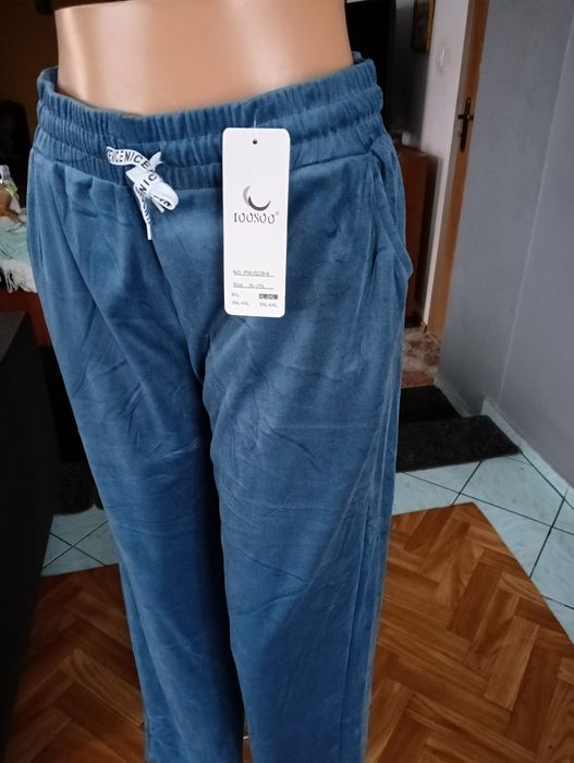 Spodnie welurowe bez sciagaczy