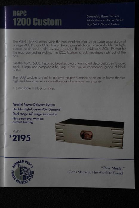 Сетевой фильтр Richard Gray's Power Company RGPC 1200C