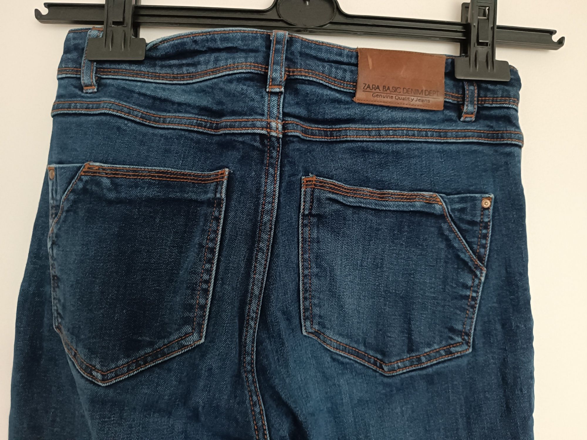 Zara denim granatowe spodnie damskie jeansy 36 S Z1975 rurki długa nog