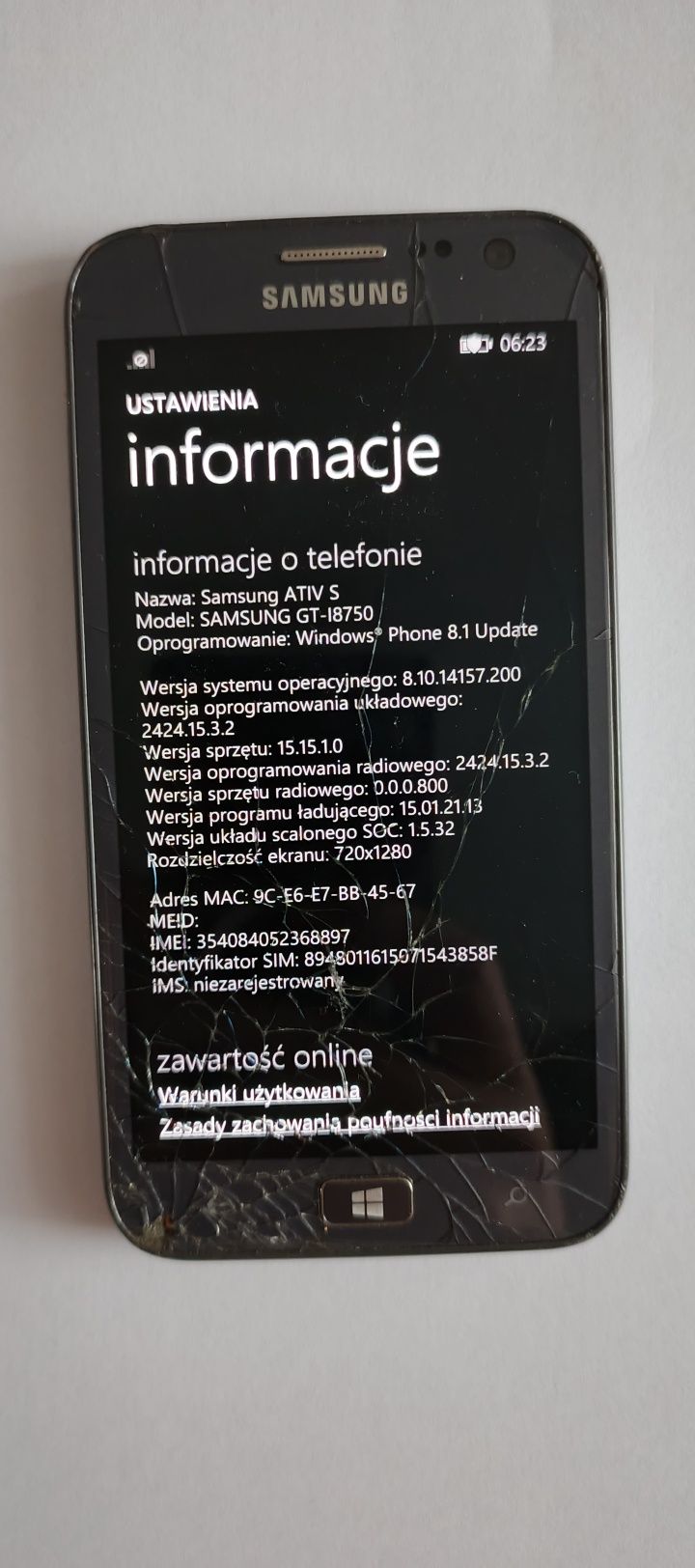 Nietypowy Samsung ATIV S / GT-I8750