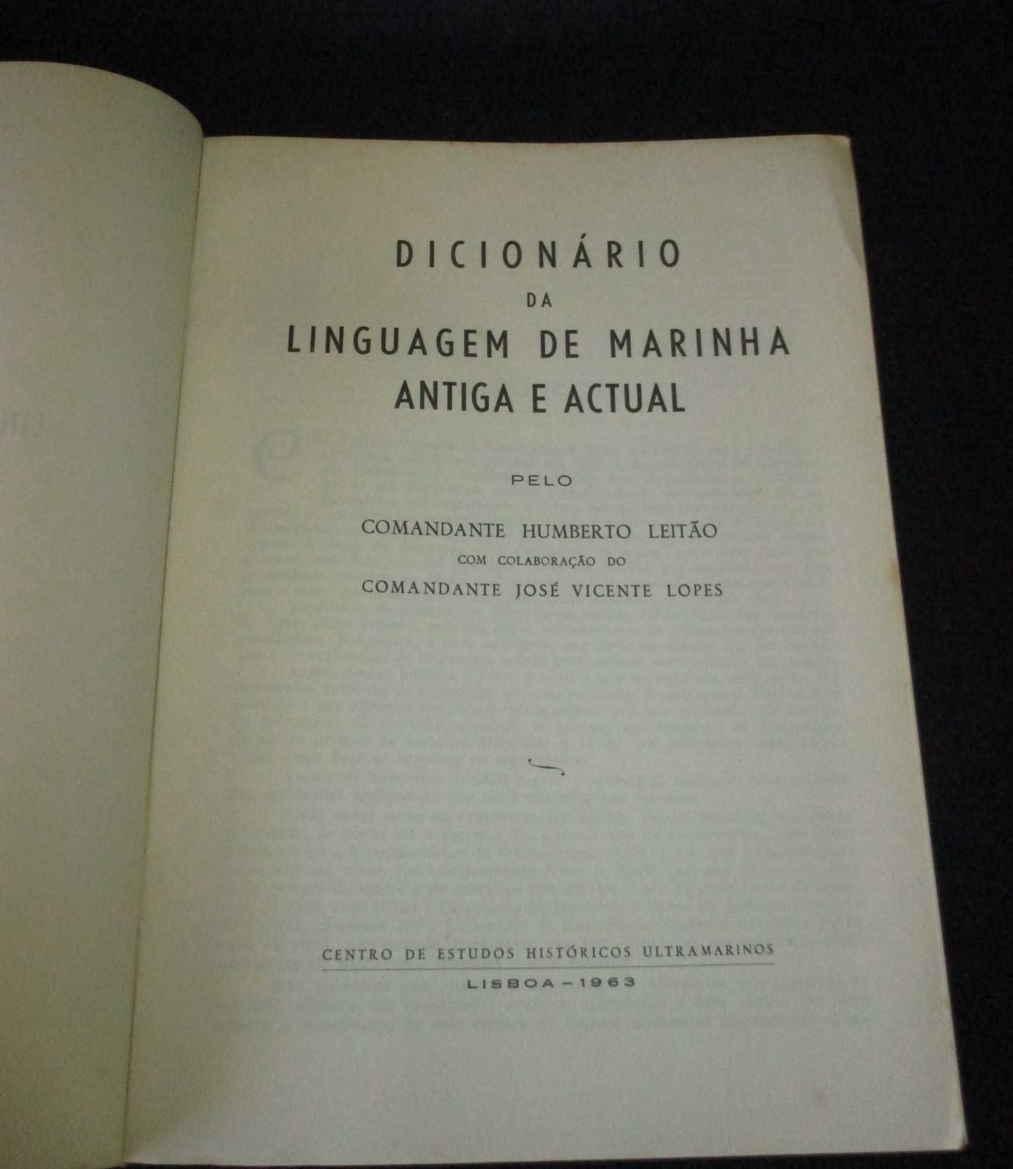 Livro Dicionário da Linguagem de Marinha Antiga e Actual 1ª edição