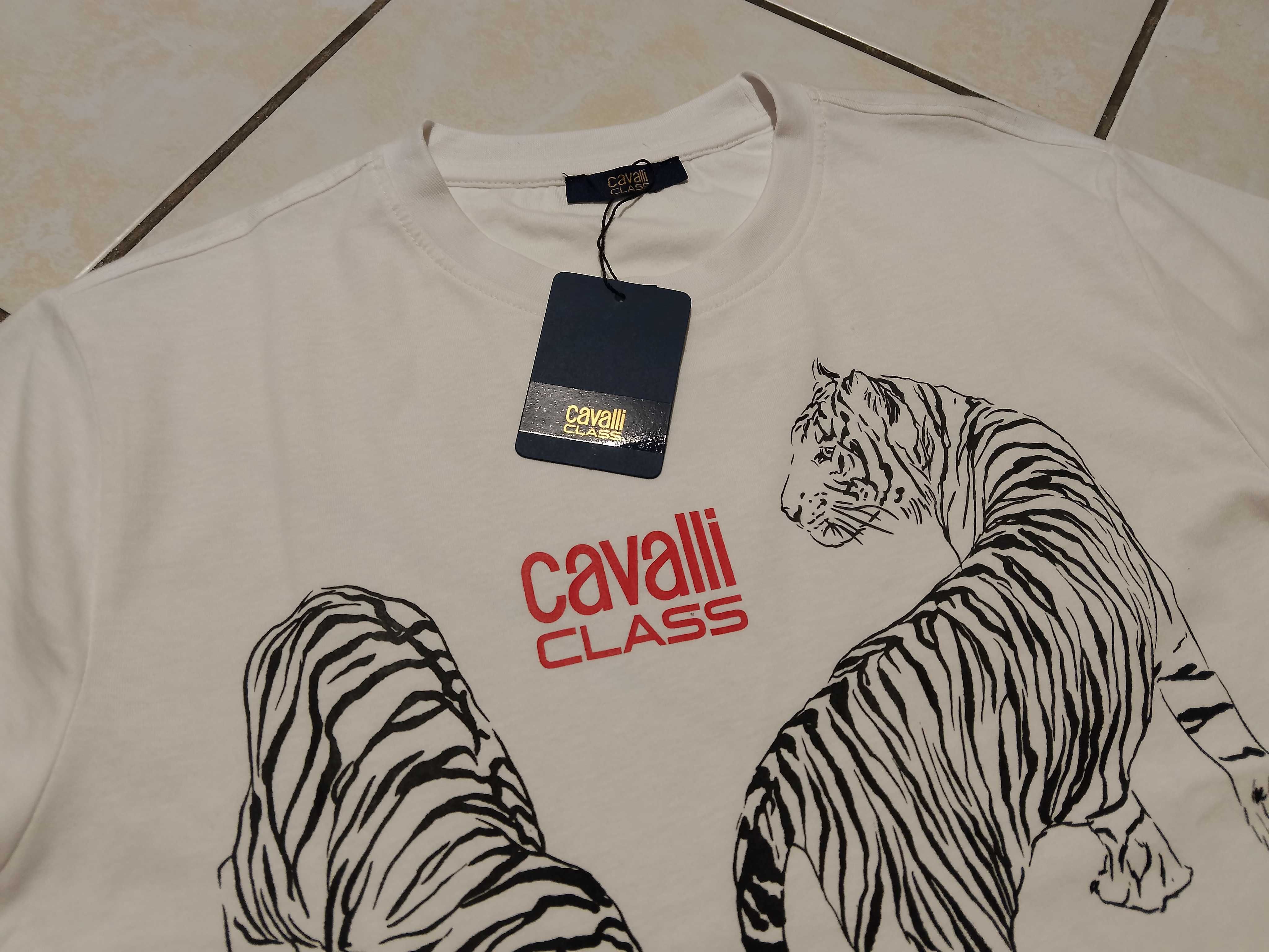 CAVALLI - NOWA! z LOGO i Metkami Koszulka Męska rozmiar M