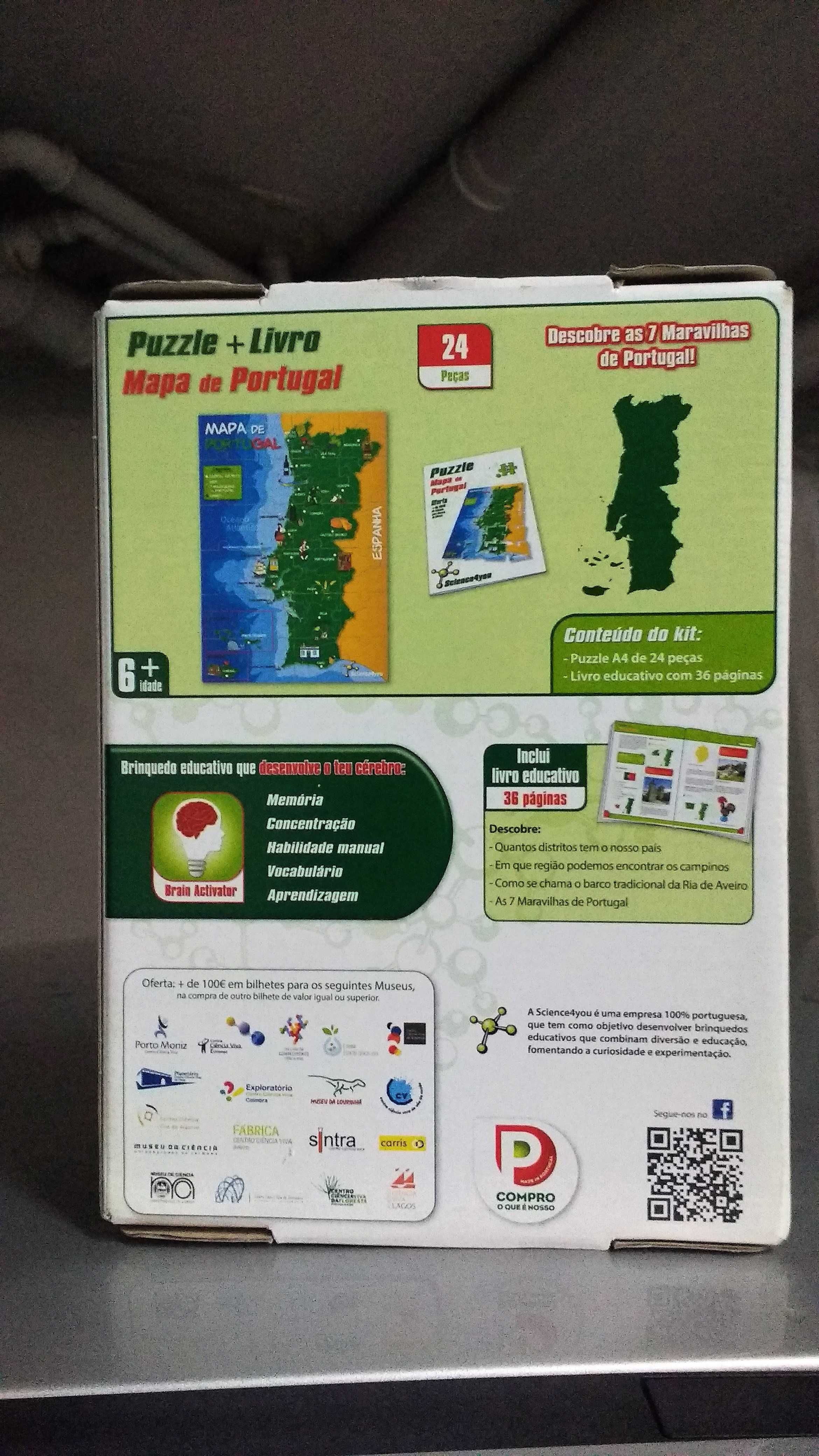 puzzle+livro da Science 4 You: Mapa de Portugal  ( envio grátis)