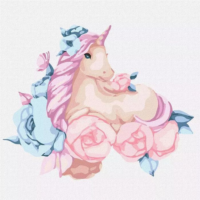 Malowanie po numerach - Bajkowy jednorożec 30x30cm. Ideyka