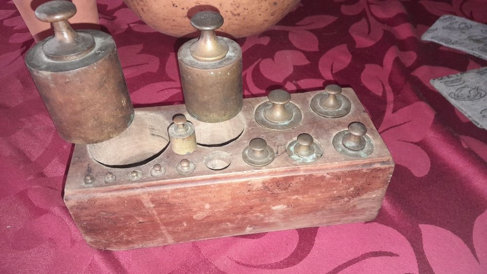 Cauxa completa de Pesos antigos em cobre