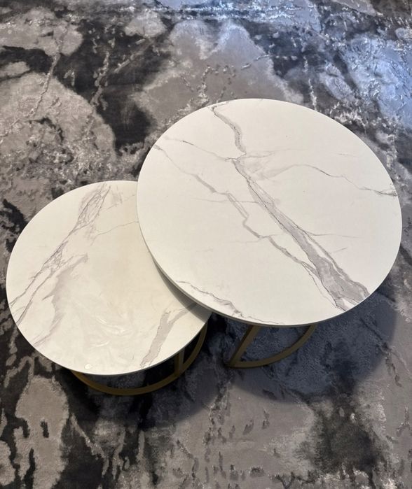 Nowy zestaw dwóch stolików kawowych do salonu glamour komplet loft