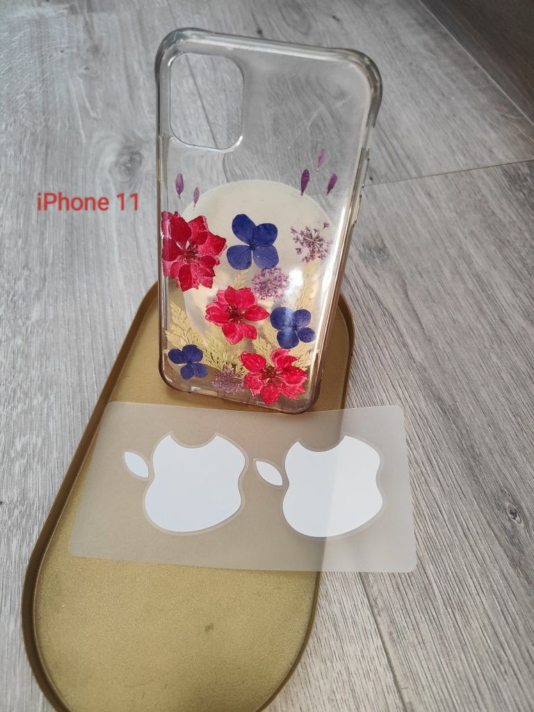 Pokrowiec Czarny Etui Case iPhone 11  Nadruk Kwiaty +Naklejki gratis