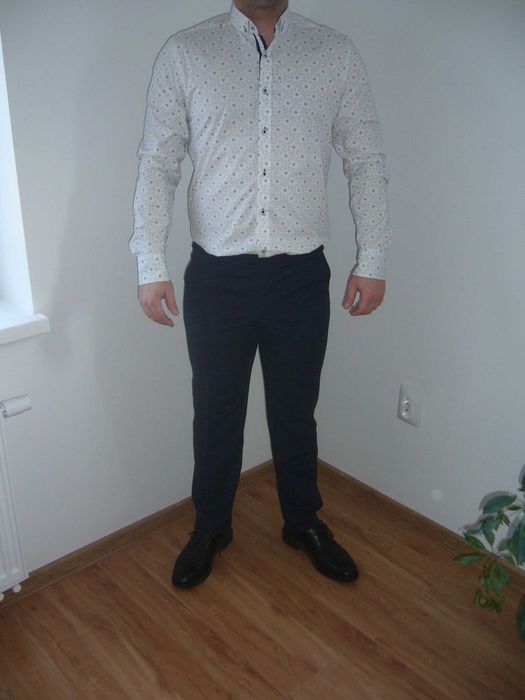 Koszula męska z długim rękawem - Slim Fit L