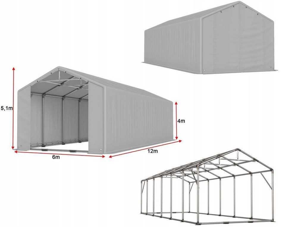 Namiot PRESTIGE PRIME 6x12-4m hala przemysłowa magazyn MOCNY PVC 550g