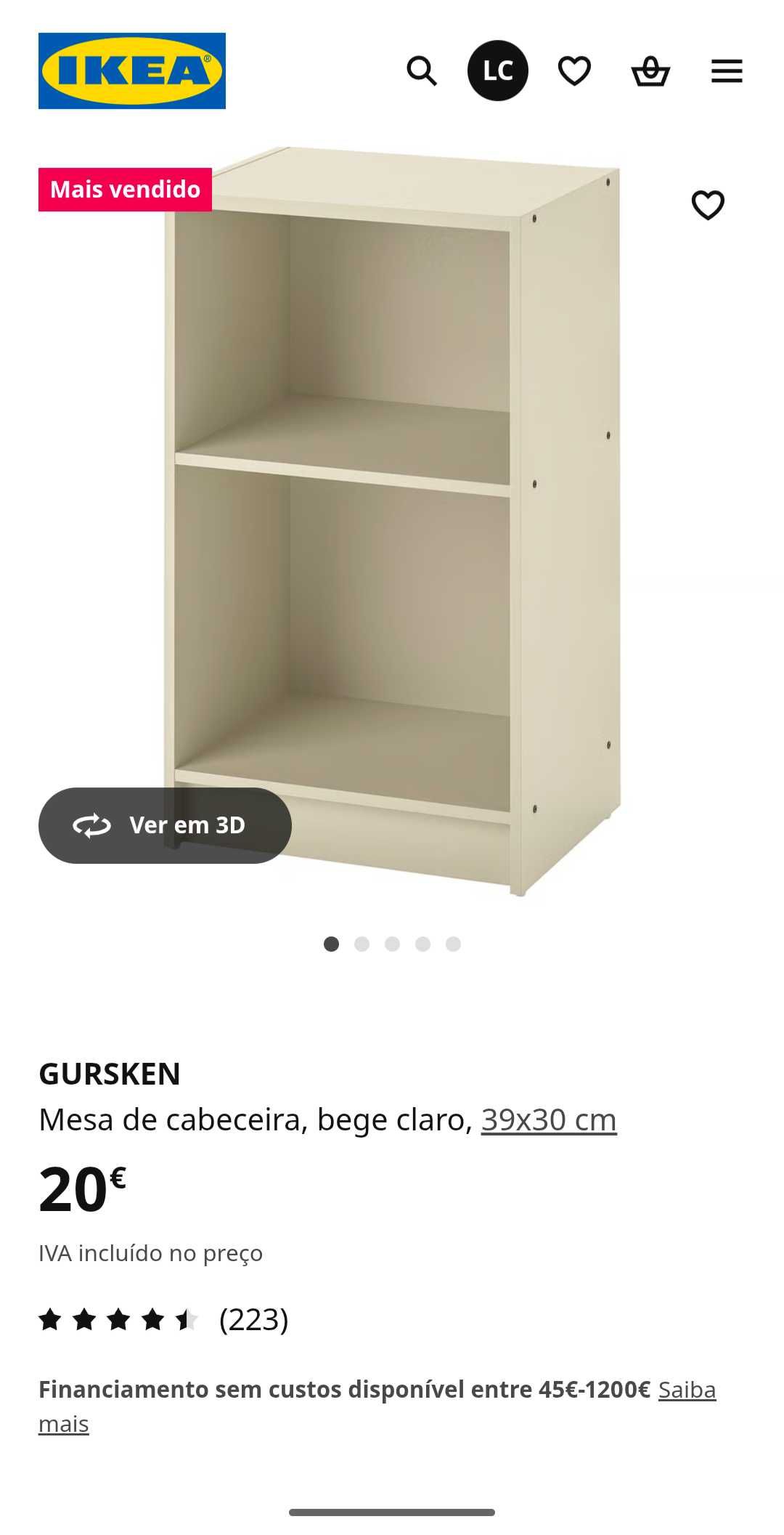 Mesa cabeceira Ikea
