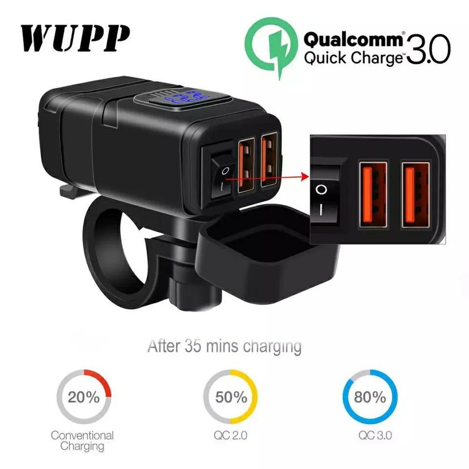 Carregador para moto 12v, adaptador usb