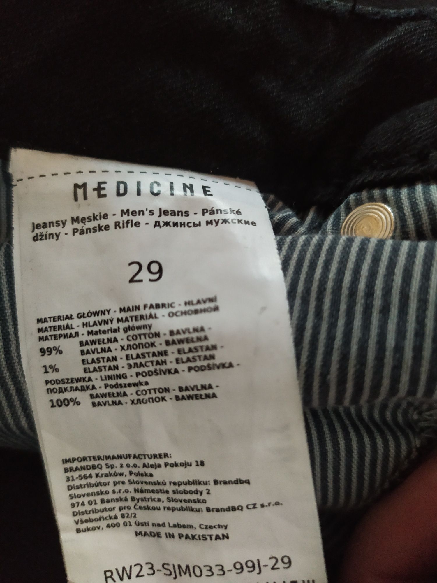 Spodnie jeansy czarne Medicine slim fit 29 męskie chłopięce dżinsy