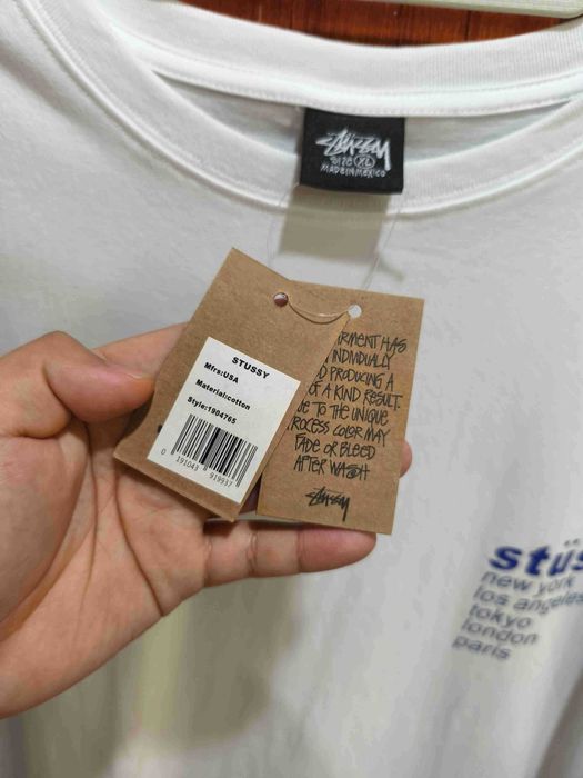 Stussy Męska Biała Koszulka z Nadrukiem Rozmiar XL