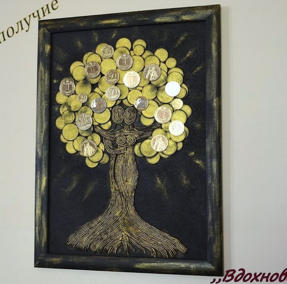 Картина денежное дерево ручной работы подарок оберег