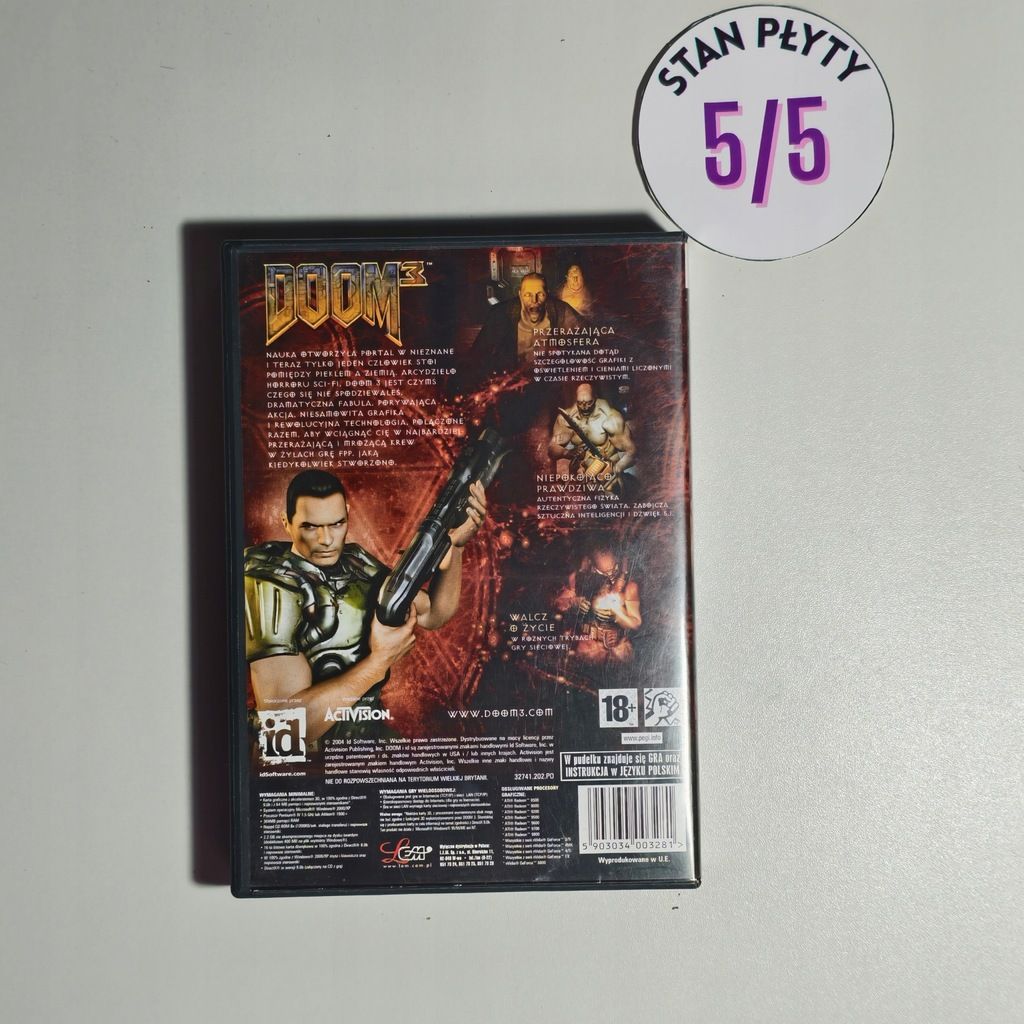 gra pc - doom 3 - wydanie pudełkowe - polskie - super stan
