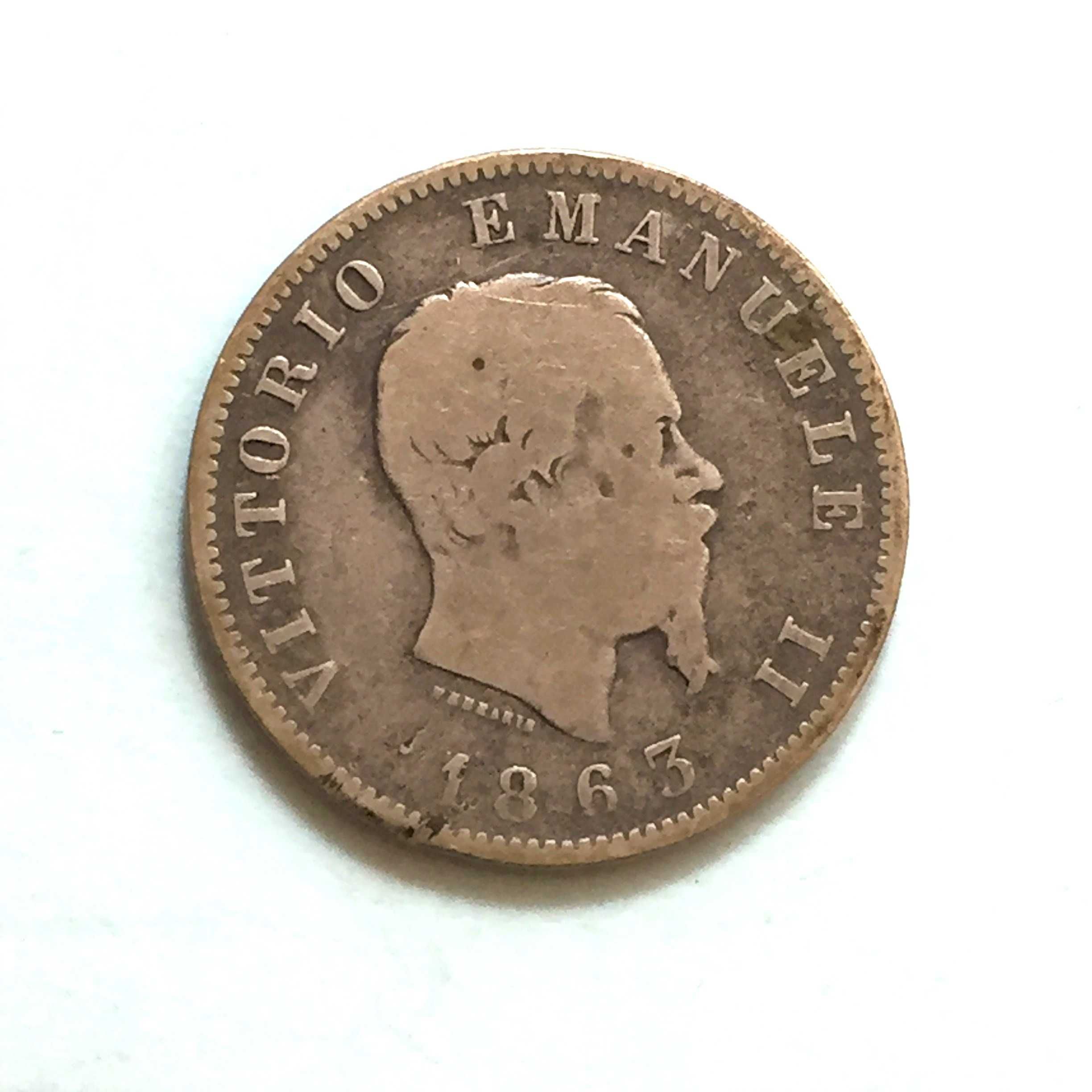 Itália - 1 Lira 1863 - VITTORIO EMANUEL II - prata