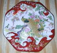 Японский фарфор TOZAN декоративная тарелка ПАВЛИН винтаж коллекция