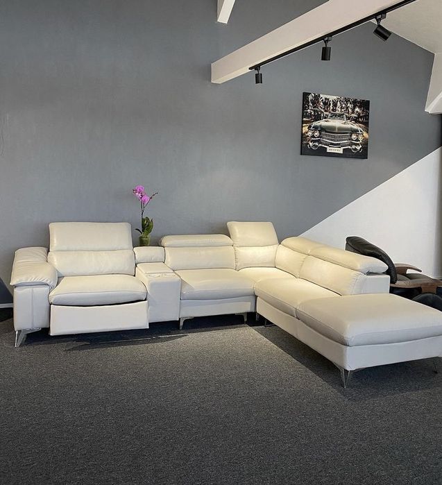 шкіряний кутовий диван, шкіряні меблі, куток розкладний