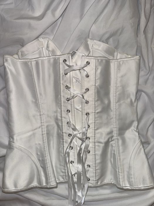 Корсет атласный белый на завязках