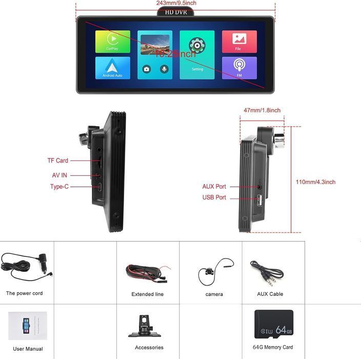 Oiliehu A3534 4K Carplay Android Auto – Kamery