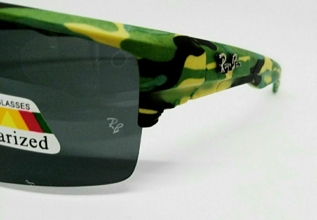 Ray Ban очки мужские спортивные зелено желтый камуфляж поляризированые