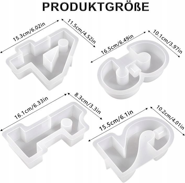 silikonowa forma na świece w kształcie cyfry 1-4