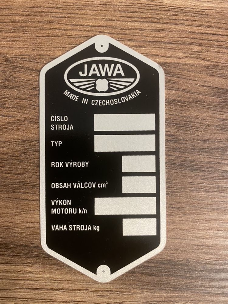 NOWA CZESKA tabliczka znamionowa JAWA 50 JAWKA kaczka pancerka mustang