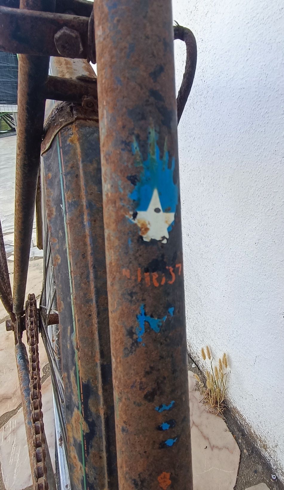 Bicicleta antiga travão de alavanca