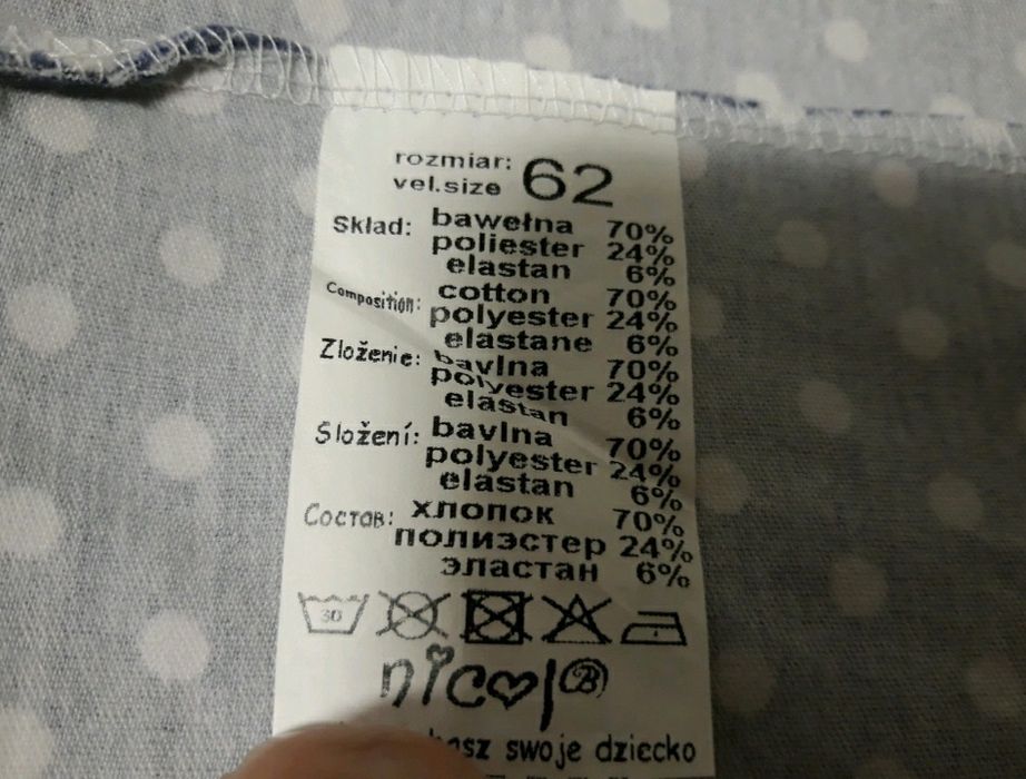 Spódniczka w białe groszki 62 granatowa jak nowa rozkloszowana z koła