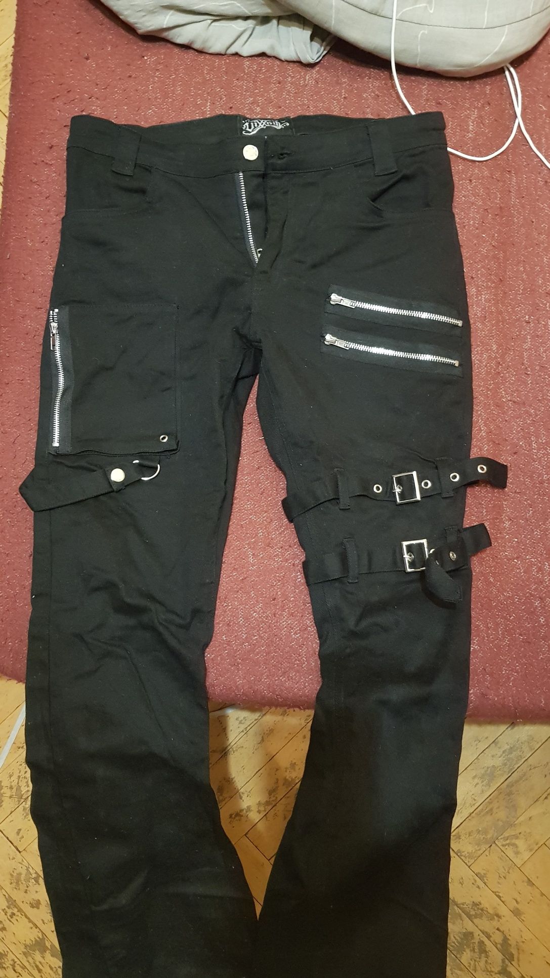 Długie spodnie Vixxsin z klamrami czarne