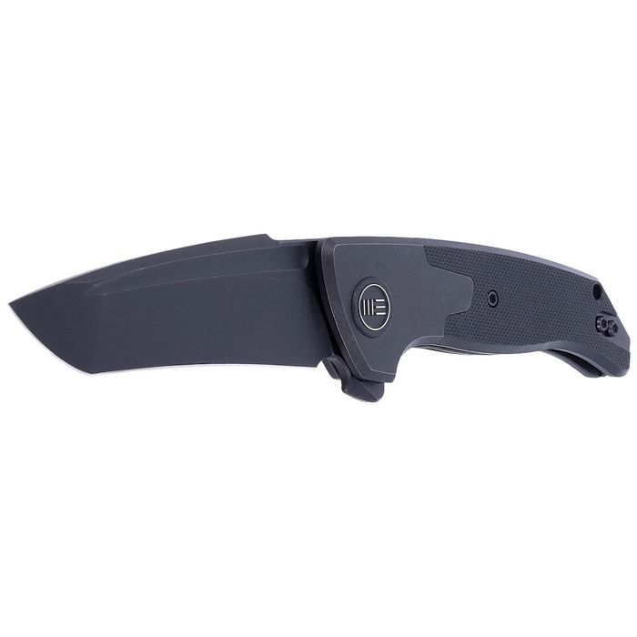 Nóż składany WE Knife Press Check Black Ti / Black G10, Black Stonewas