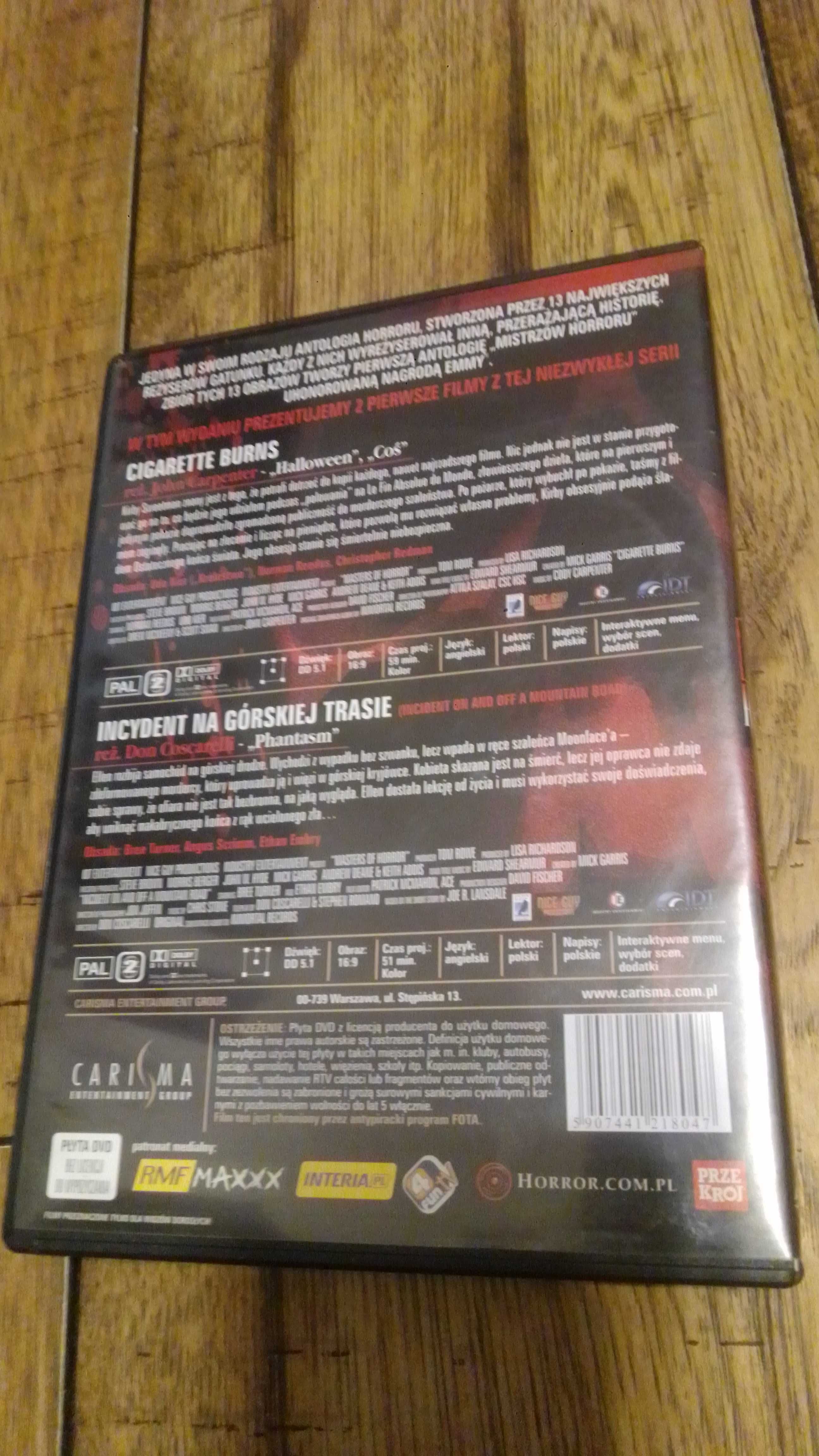 Mistrzowie horroru Cigarette Burns & Incydent na górskiej trasie 2xDVD