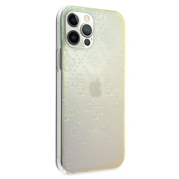 Etui Guess 4G 3D Pattern do iPhone 12/12 Pro - Opalowy/Iridescent