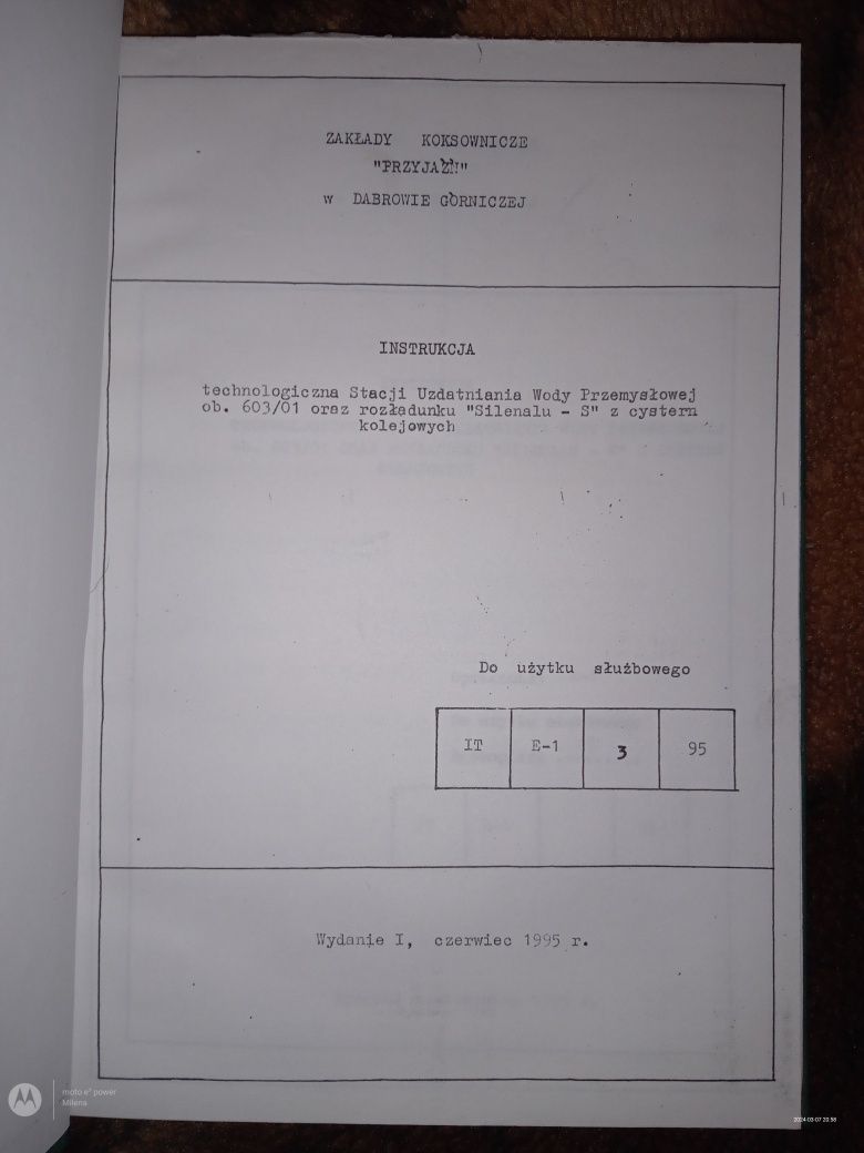 Sprzedam dokumenty z zakładów koksowniczych przyjaźń Dąbrowa Górnicza
