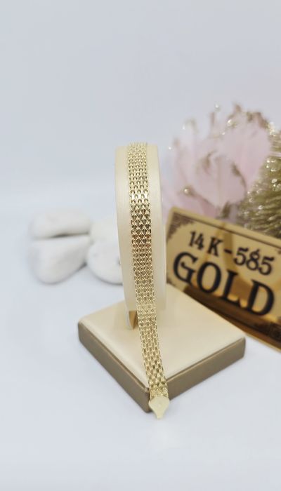 Złota bransoletka splot Bismarck próba 585 14k