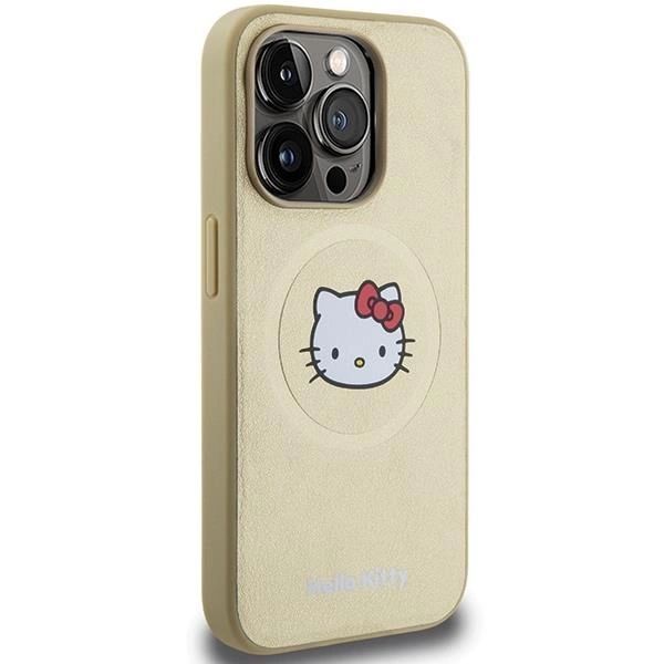 Etui Hello Kitty Leather Kitty Head Magsafe Na Iphone 15 Pro - Złote