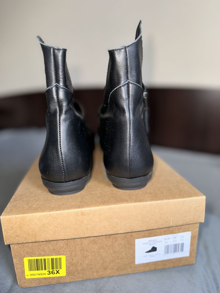 Mis Pepas czarne botki skóra naturalna suwak cholewka zara 41