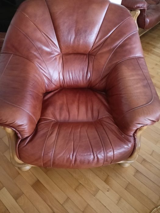 Komplet skórzany, kanapa, sofa, skóra naturalna, fotele
