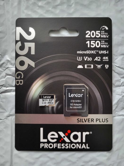 Карта памяти 128GB и 256GB microSDXC Lexar Professional Silver Plus