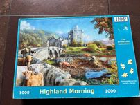 Puzzle HOP Highland Morning wieś zwierzęta 1000