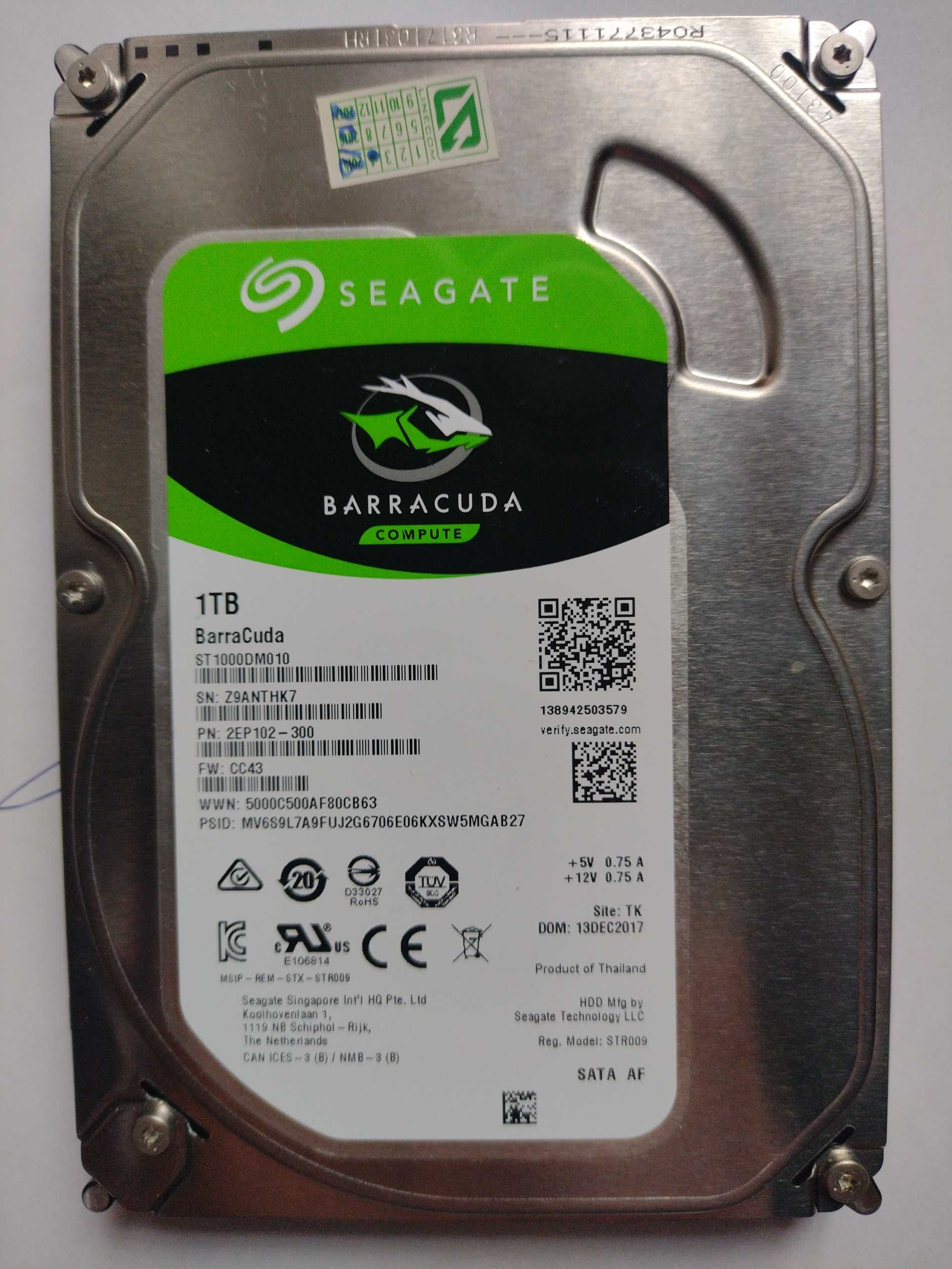 Жорсткий диск seagate Barracuda на 1 Тб
