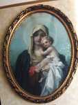 Antyk duża rama owalna obraz 112x83 Madonna Maria z dzieciątkiem Jezus