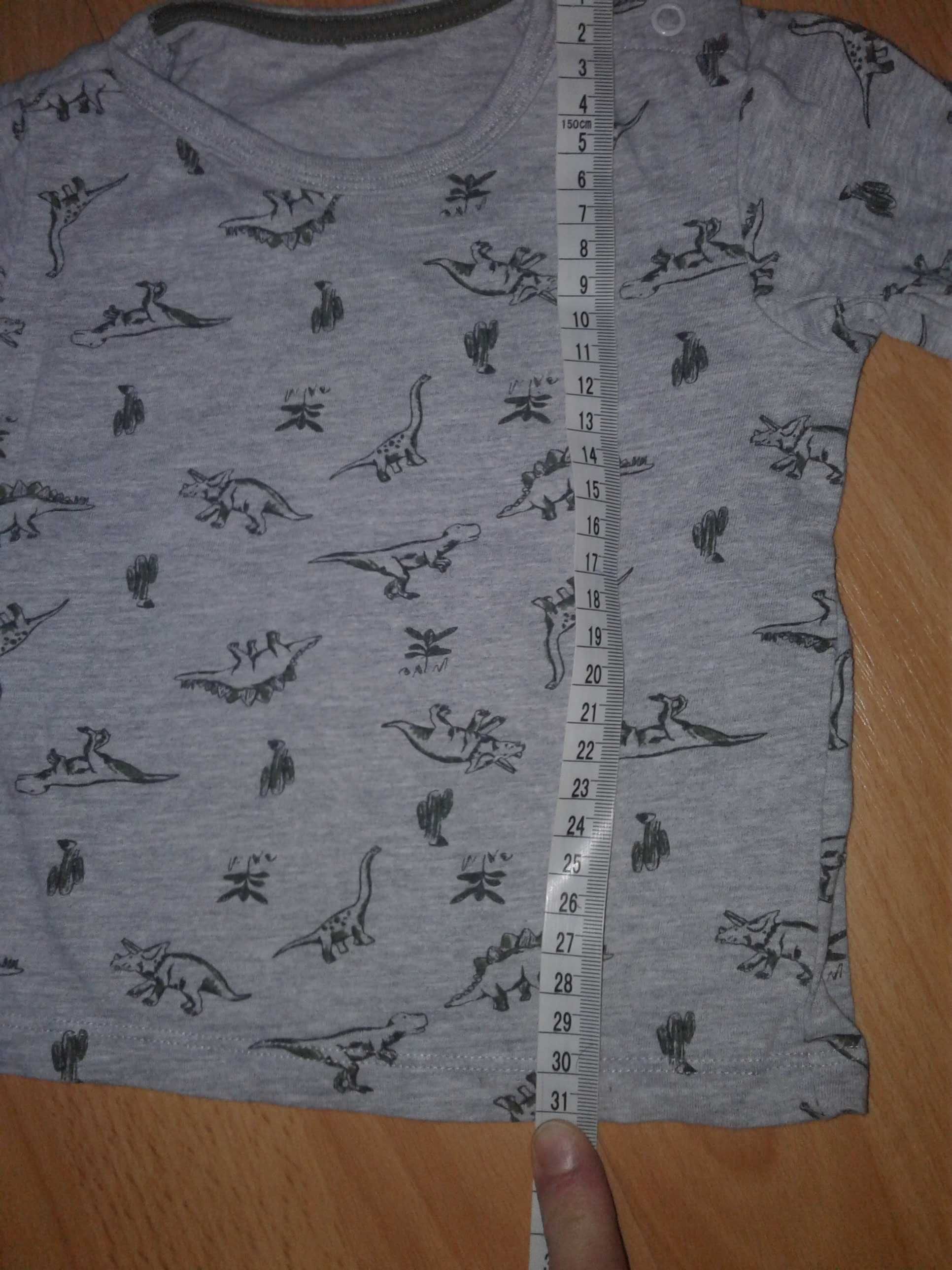 Bluzeczki koszulki z długim rękawem rękaw 3 sztuki dinozaury 80cm