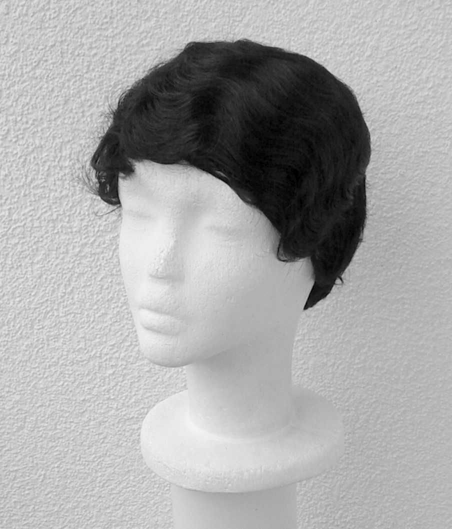 Krótka czarna peruka falowana wig cosplay lata 20ste 30ste