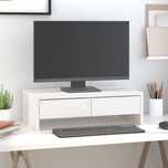 Vidaxl Podstawka Na Monitor, Biała, 50X27X15 Cm, Lite Drewno Sosnowe