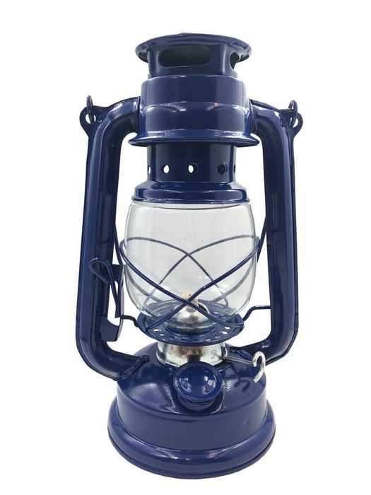 Lampa naftowa RETRO 24cm na naftę + knot niebieski